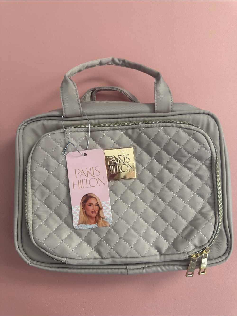 Paris Hilton Quilted Hanging Travel Toiletry Bag and Travel Lap Top Bag - Picture 9 of 9